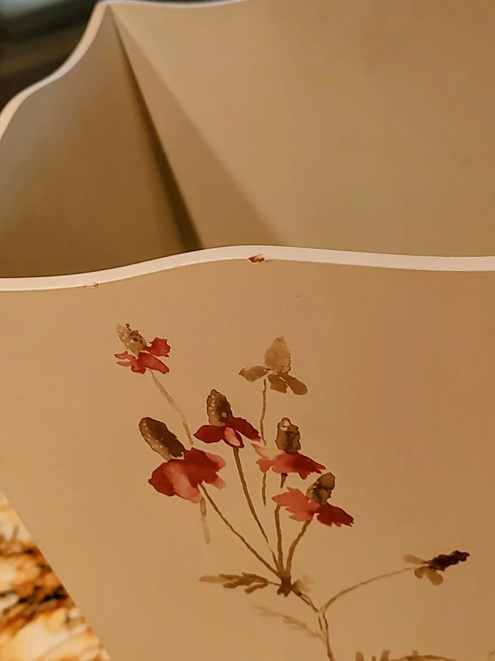 Floral Cream Bathroom Wastebasket with Pastel Blooms